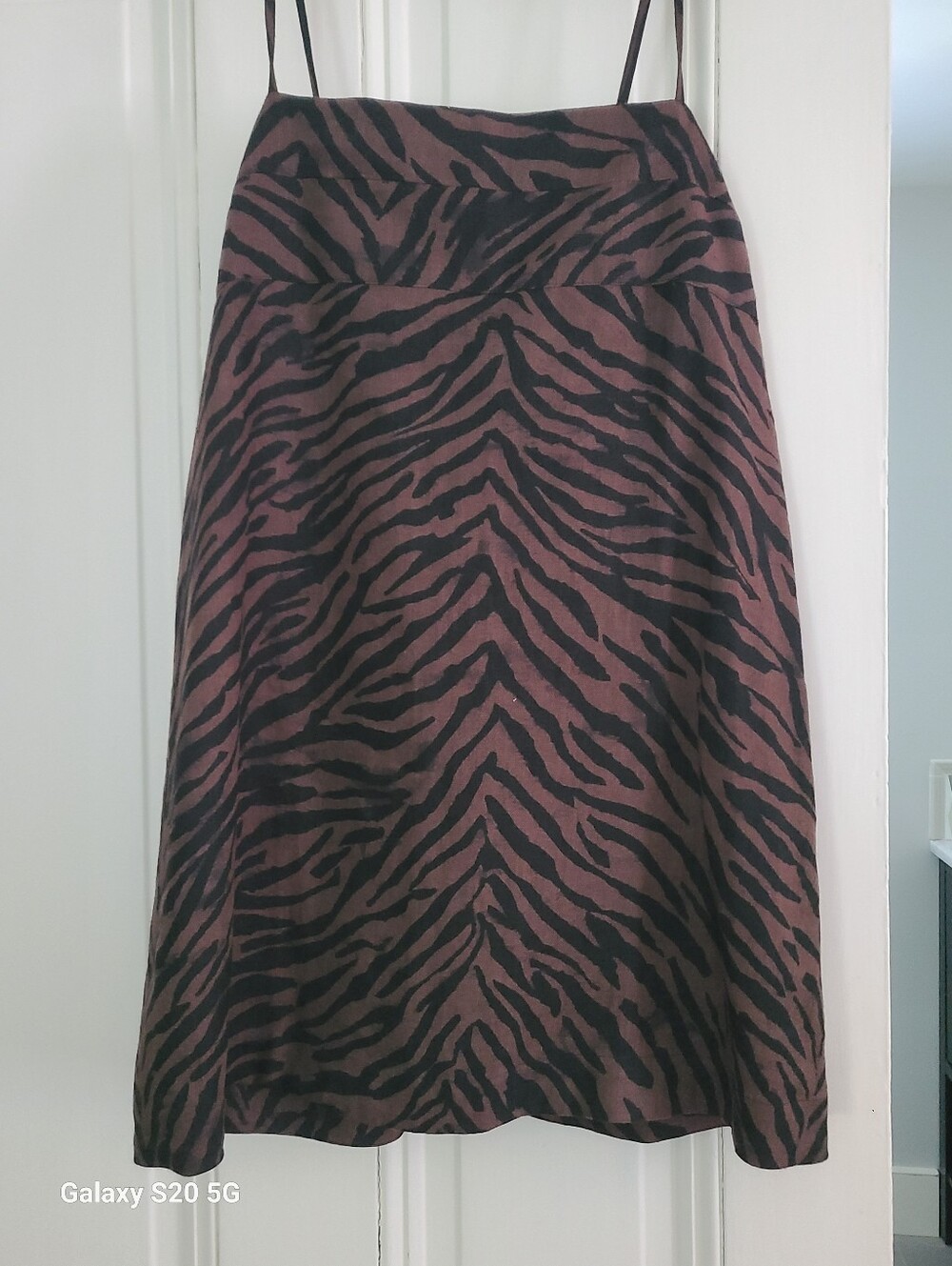 Banana Republic Brown and Black Linen Zebra A-Line Sundress